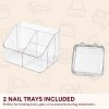 Clear Nail Organiser Set - 4 Compartment Caddy and Lidded Storage Box
