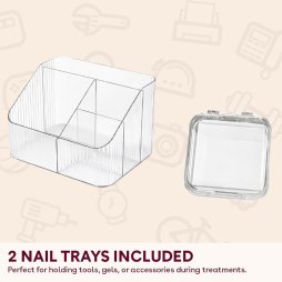 Clear Nail Organiser Set - 4 Compartment Caddy and Lidded Storage Box