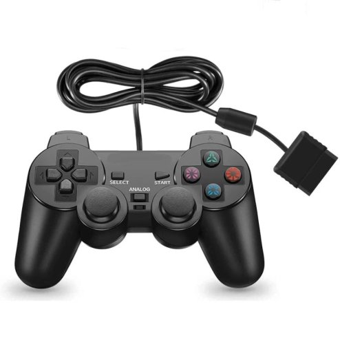 Wired Dual Vibration Controller for PS2 - Black Image