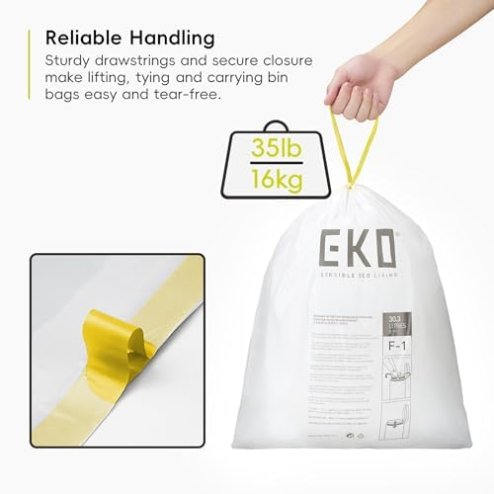Drawstring Kitchen Bin Bags 18-30 Litre - 20 Bin Liners