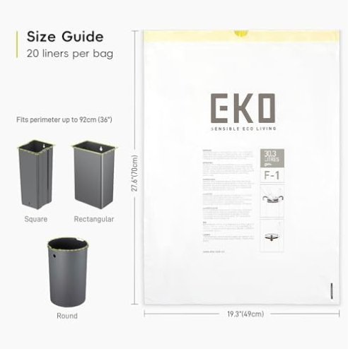 Drawstring Kitchen Bin Bags 18-30 Litre - 20 Bin Liners