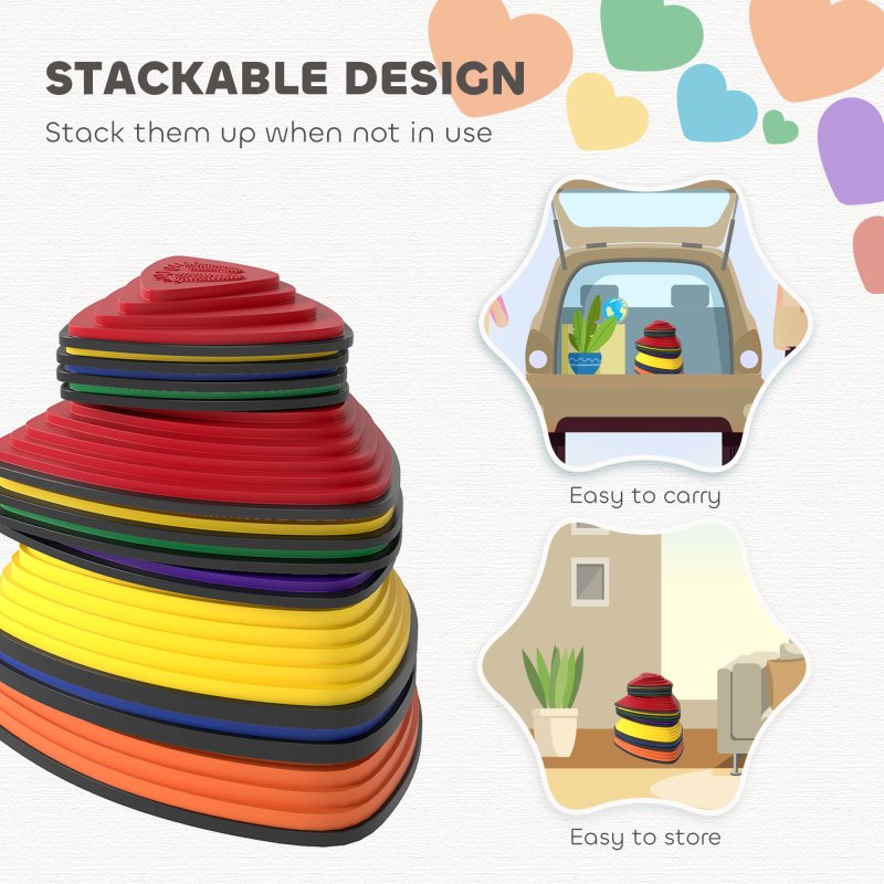 AIYAPLAY Stepping Stones for Kids, 11 Pieces Balance Stones with Non-Slip Wrapping Strips, Outdoor Indoor Stackable Sensory Toys Obstacle Course for Balance and Motor Skills